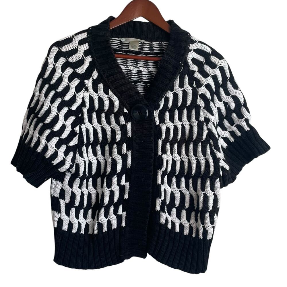 Jillian Nicole Women Cardigan S Black Bold Pattern Large Button‎ Cable Knit Chic
